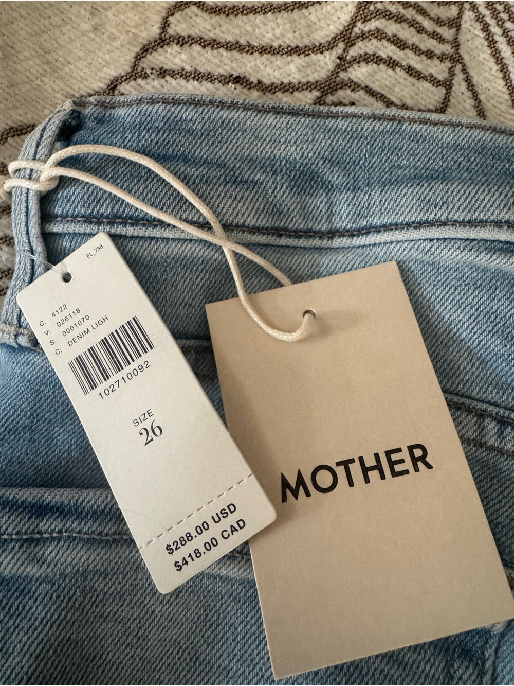MOTHER Light Blue Wide-Leg Jeans with Red Bow Detail - Picture 3 of 5